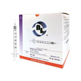 Jeringas para Insulina de 0.3 ml, se encuentran disponibles en Veli Medical.